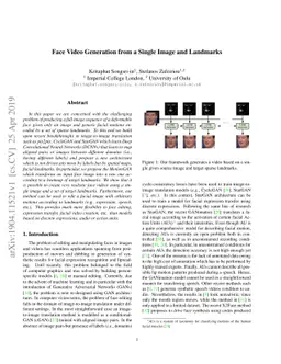 Face Video Generation from a Single Image and Landmarks