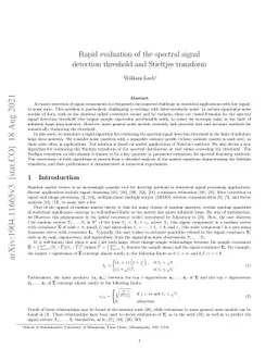 Rapid evaluation of the spectral signal detection threshold and
  Stieltjes transform