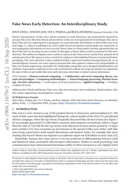 Fake News Early Detection: An Interdisciplinary Study