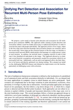 Unifying Part Detection and Association for Recurrent Multi-Person Pose
  Estimation