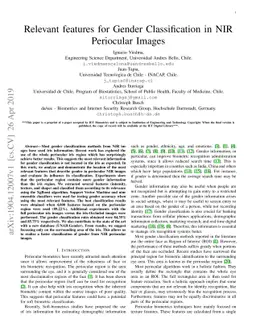 Relevant features for Gender Classification in NIR Periocular Images