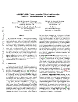 ARCHANGEL: Tamper-proofing Video Archives using Temporal Content Hashes
  on the Blockchain