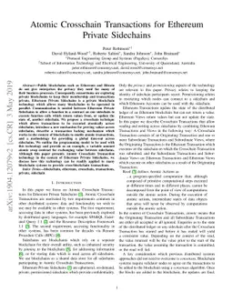 Atomic Crosschain Transactions for Ethereum Private Sidechains