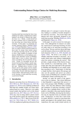 Understanding Dataset Design Choices for Multi-hop Reasoning