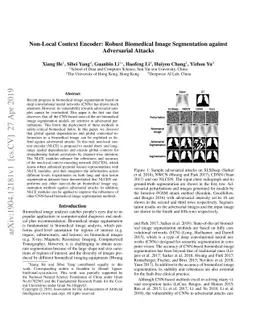 Non-Local Context Encoder: Robust Biomedical Image Segmentation against
  Adversarial Attacks