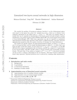Linearized two-layers neural networks in high dimension