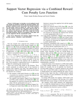 Support Vector Regression via a Combined Reward Cum Penalty Loss
  Function