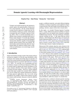 Domain Agnostic Learning with Disentangled Representations