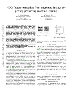 HOG feature extraction from encrypted images for privacy-preserving
  machine learning