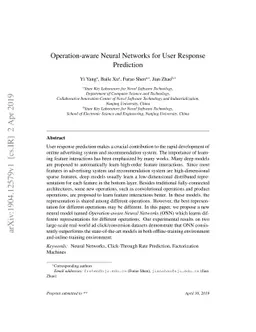 Operation-aware Neural Networks for User Response Prediction