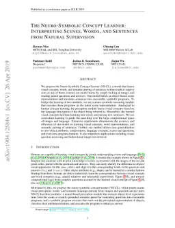 The Neuro-Symbolic Concept Learner: Interpreting Scenes, Words, and
  Sentences From Natural Supervision