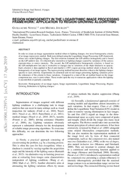 Region homogeneity in the Logarithmic Image Processing framework:
  application to region growing algorithms