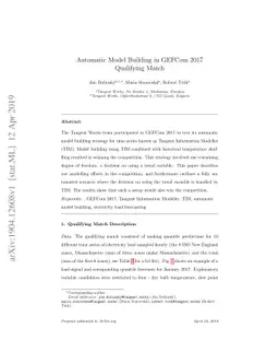 Automatic Model Building in GEFCom 2017 Qualifying Match