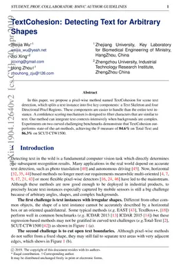 TextCohesion: Detecting Text for Arbitrary Shapes