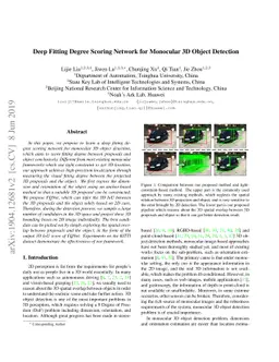 Deep Fitting Degree Scoring Network for Monocular 3D Object Detection