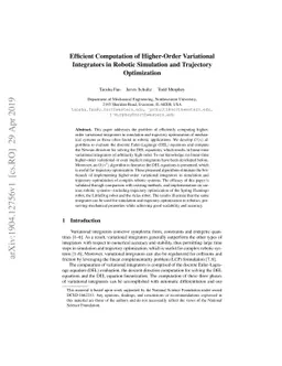 Efficient Computation of Higher-Order Variational Integrators in Robotic
  Simulation and Trajectory Optimization