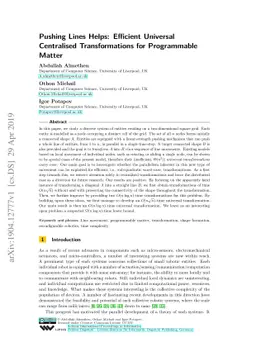 Pushing Lines Helps: Efficient Universal Centralised Transformations for
  Programmable Matter