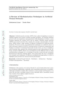 A Review of Modularization Techniques in Artificial Neural Networks