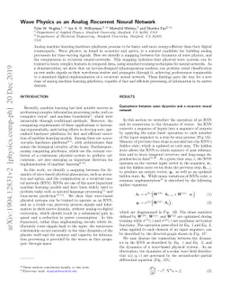 Wave Physics as an Analog Recurrent Neural Network