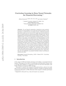 Curriculum Learning in Deep Neural Networks for Financial Forecasting