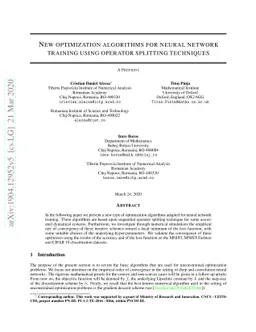 New optimization algorithms for neural network training using operator
  splitting techniques