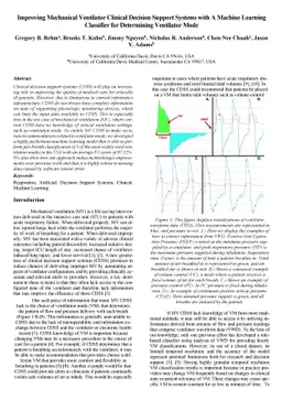 Improving Mechanical Ventilator Clinical Decision Support Systems with A
  Machine Learning Classifier for Determining Ventilator Mode