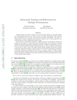 Adversarial Training and Robustness for Multiple Perturbations