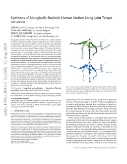 Synthesis of Biologically Realistic Human Motion Using Joint Torque
  Actuation