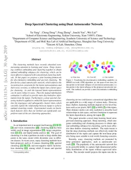 Deep Spectral Clustering using Dual Autoencoder Network