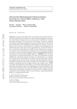 Adversarial Balancing-based Representation Learning for Causal Effect
  Inference with Observational Data
