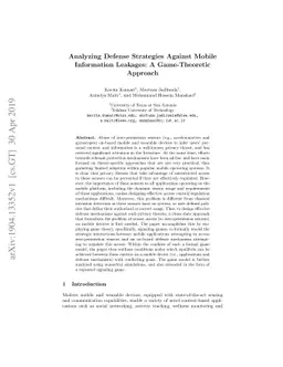 Analyzing Defense Strategies Against Mobile Information Leakages: A
  Game-Theoretic Approach