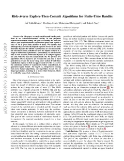 Risk-Averse Explore-Then-Commit Algorithms for Finite-Time Bandits