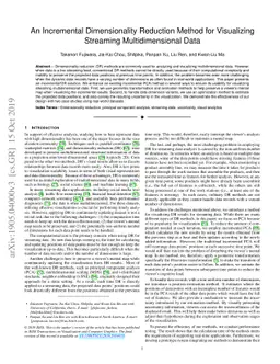 An Incremental Dimensionality Reduction Method for Visualizing Streaming
  Multidimensional Data