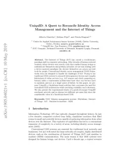 UniquID: A Quest to Reconcile Identity Access Management and the
  Internet of Things