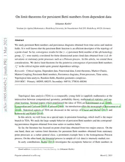 On limit theorems for persistent Betti numbers from dependent data