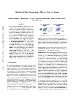 Single-Path NAS: Device-Aware Efficient ConvNet Design