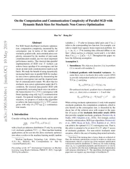 On the Computation and Communication Complexity of Parallel SGD with
  Dynamic Batch Sizes for Stochastic Non-Convex Optimization
