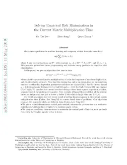Solving Empirical Risk Minimization in the Current Matrix Multiplication
  Time