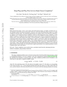 Deep Plug-and-play Prior for Low-rank Tensor Completion