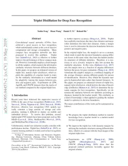 Triplet Distillation for Deep Face Recognition