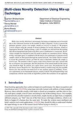 Multi-class Novelty Detection Using Mix-up Technique