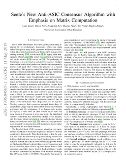 Seele's New Anti-ASIC Consensus Algorithm with Emphasis on Matrix
  Computation