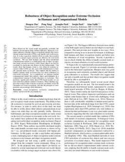 Robustness of Object Recognition under Extreme Occlusion in Humans and
  Computational Models