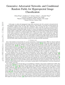 Generative Adversarial Networks and Conditional Random Fields for
  Hyperspectral Image Classification