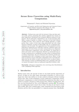 Secure Error Correction using Multi-Party Computation