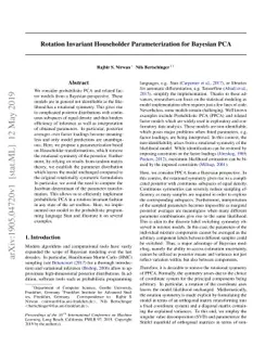 Rotation Invariant Householder Parameterization for Bayesian PCA
