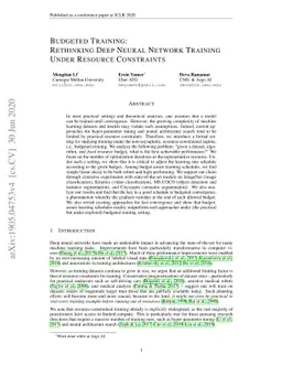 Budgeted Training: Rethinking Deep Neural Network Training Under
  Resource Constraints
