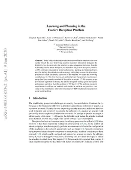 Learning and Planning in the Feature Deception Problem