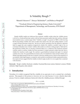 Is Volatility Rough ?