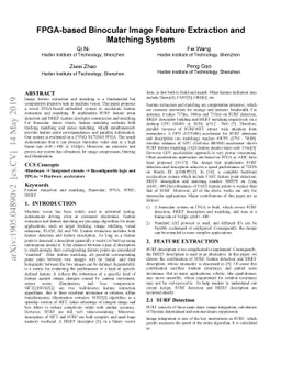FPGA-based Binocular Image Feature Extraction and Matching System